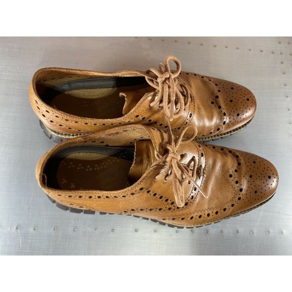 COLE HAAN Men ZEROGRAND Wing Oxford Leather Shoes 7M British Tan #C29411 - Picture 8 of 8